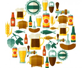 Beer flat style background vector design 07