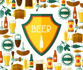 Beer flat style background vector design 08