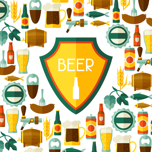 Beer flat style background vector design 08