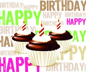 Birthday cakes and candles vector set 02