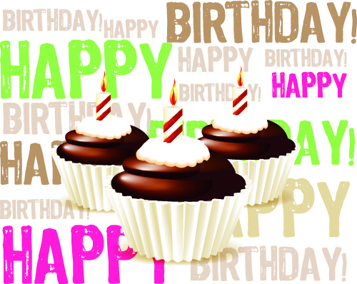 Birthday cakes and candles vector set 02