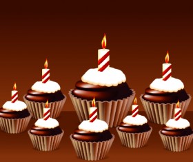 Birthday cakes and candles vector set 03