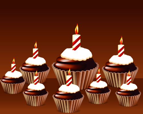 Birthday cakes and candles vector set 03