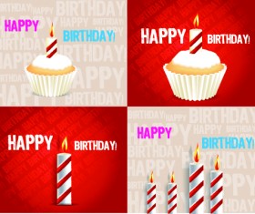 Birthday cakes and candles vector set 04