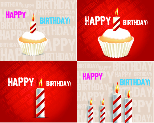 Birthday cakes and candles vector set 04