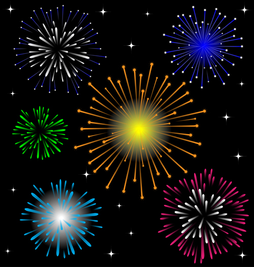 Brilliant holiday fireworks vectors set 03