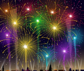 Brilliant holiday fireworks vectors set 04