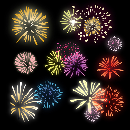 Brilliant holiday fireworks vectors set 05