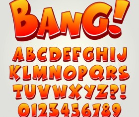 Cartoon bang alphabet with numbers vector