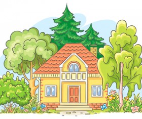 Cartoon landscape hand drawn vectors 03