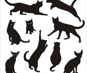Cat silhouettes vectors set 02