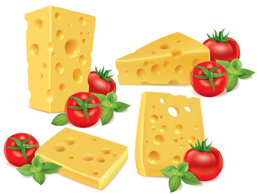 Cheese with tomato vector material