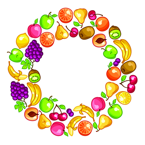Circular arrangement fresh fruit vector