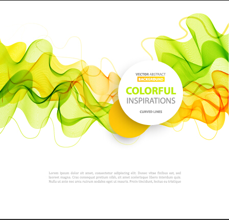 Colored curved lines abstract background vector 02