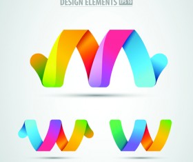 Colored origami design elements vector 01