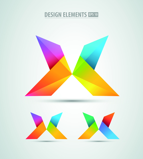 Colored origami design elements vector 05