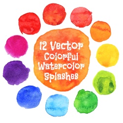 Colored watercolor splashes vector material