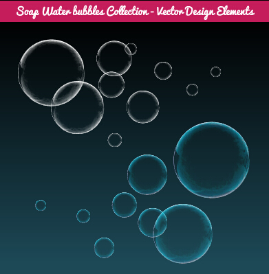 Colorful soap water bubbles vector set 01