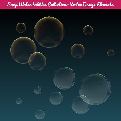 Colorful soap water bubbles vector set 02