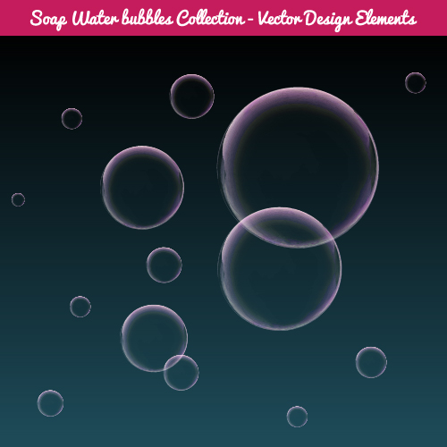 Colorful soap water bubbles vector set 03