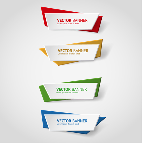 Colored origami banners vectors material 01