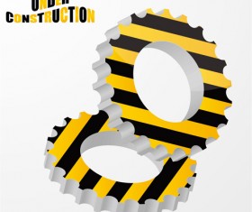 Construction sign with gearwheel vector 01