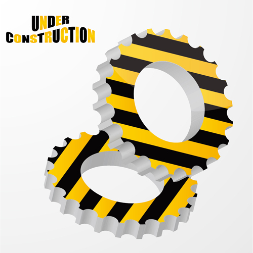 Construction sign with gearwheel vector 01