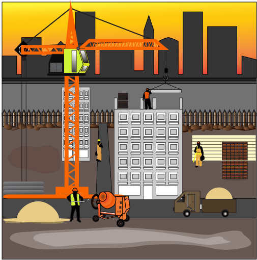 Construction site vector template