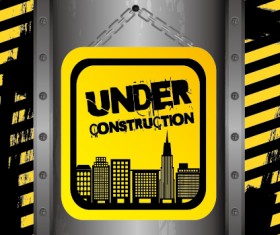 Construction warning sign vectors background 01
