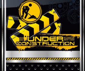 Construction warning sign vectors background 02