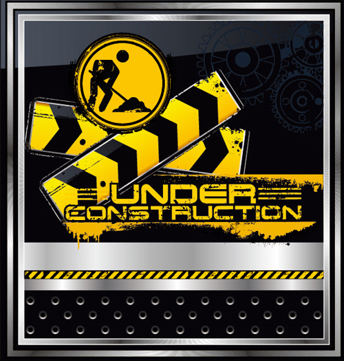 Construction warning sign vectors background 02