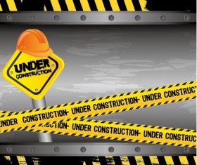 Construction warning sign vectors background 03
