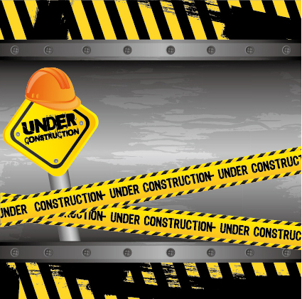 Construction warning sign vectors background 03