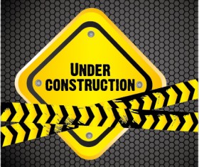 Construction warning sign vectors background 04
