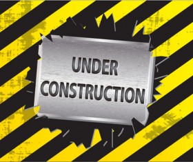 Construction warning sign vectors background 06