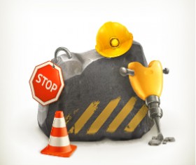 Creative construction sign with tool vector 03