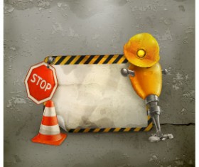 Creative construction sign with tool vector 08
