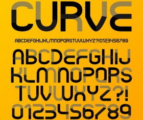 Creative curve alphabet with number vector