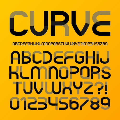 Creative curve alphabet with number vector
