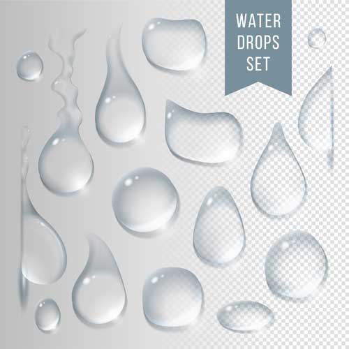 Crystal clear water drops vector illustration 02