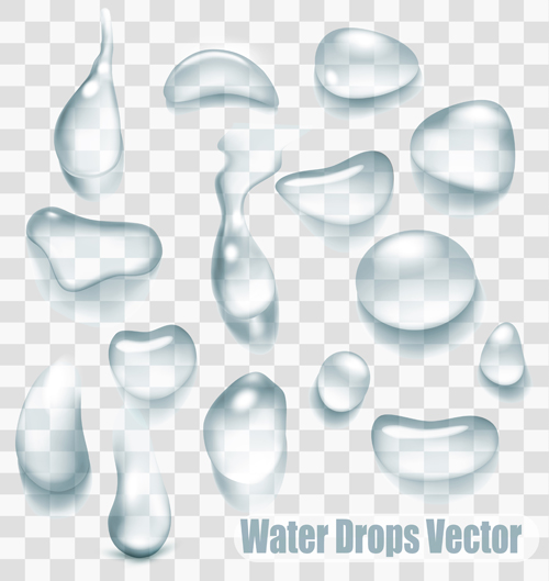 Crystal clear water drops vector illustration 04