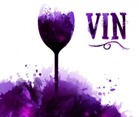 Cup wine watercolor background vector