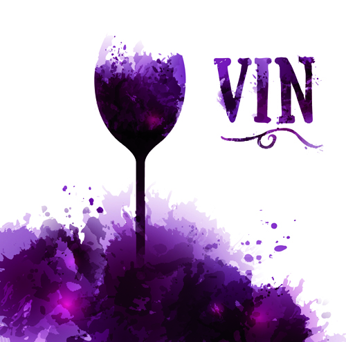 Cup wine watercolor background vector