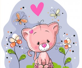 Cute cat with love elements vectors 03