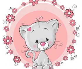 Cute cat with love elements vectors 04