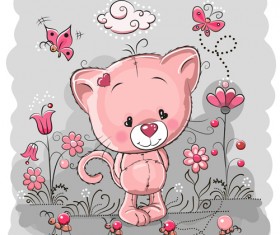 Cute cat with love elements vectors 05