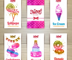 Cute sweet cards vectors material 03