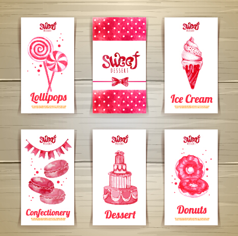 Cute sweet cards vectors material 05
