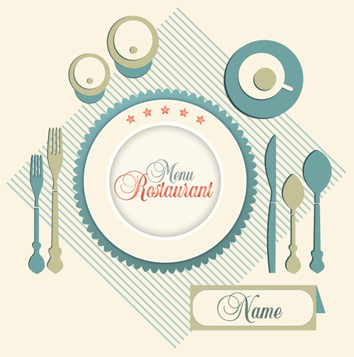 Cutlery and restaurant menus vector material