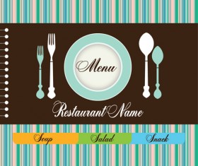 Cutlery and restaurant menus vector material 02